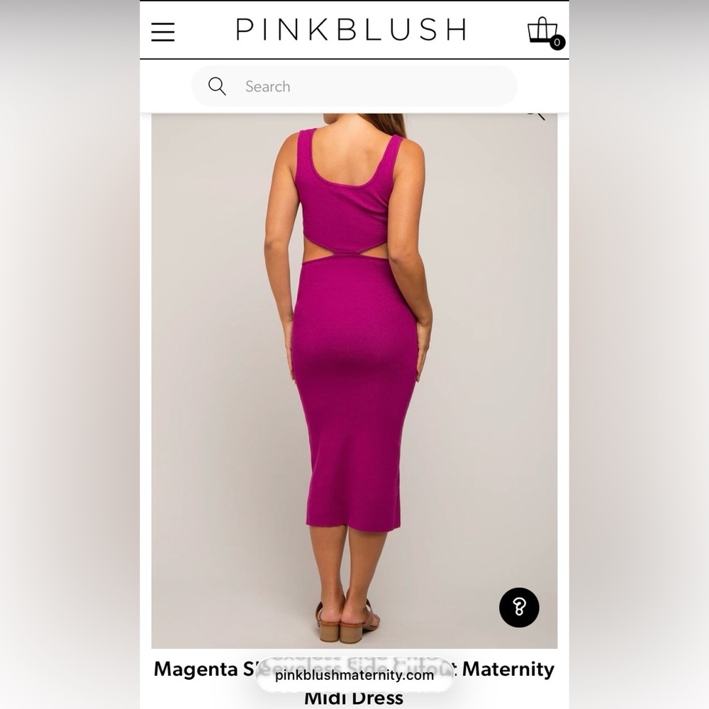 Pinkblush Blue Sleeveless Side Cutout Maternity Midi Dress (Small) - Picture 4 of 7